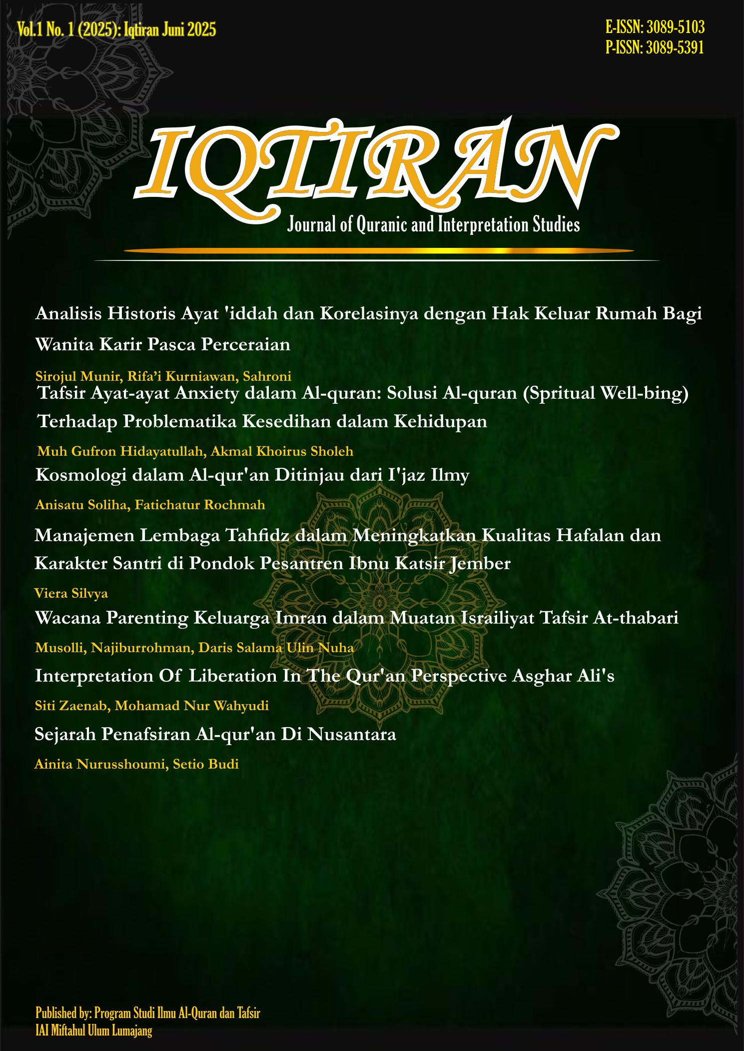 					View Vol. 1 No. 1 (2025): Iqtiran
				